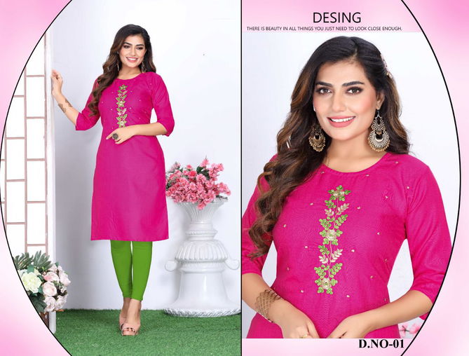 Riyaa Charmi Cotton Printed Regular Wear Designer Kurti Collection